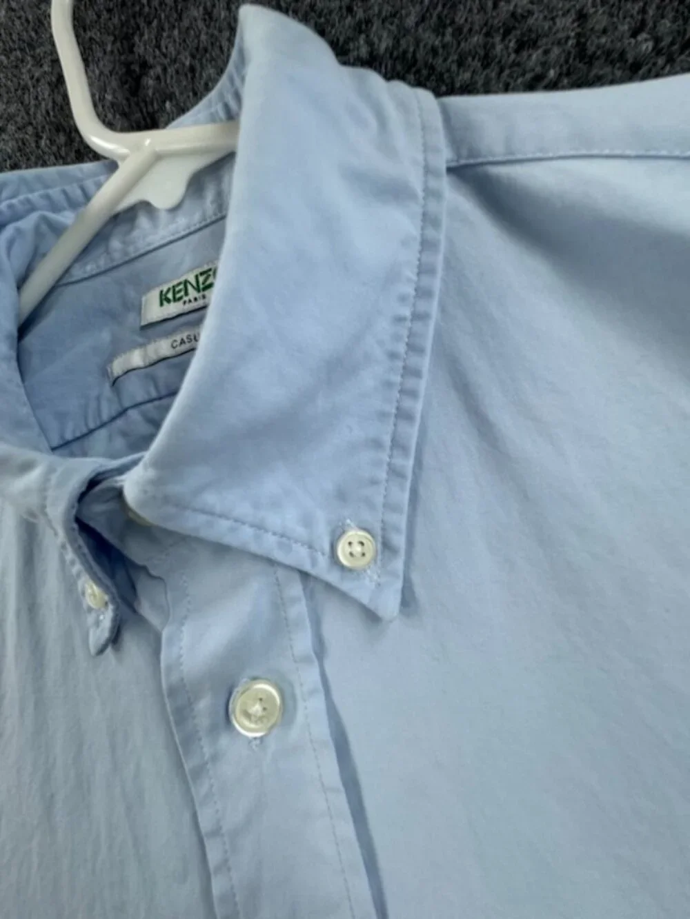 Kenzo Small Casual Button-Down Logo Blue Paris Long Sleeve Shirt Solid Men Adult
